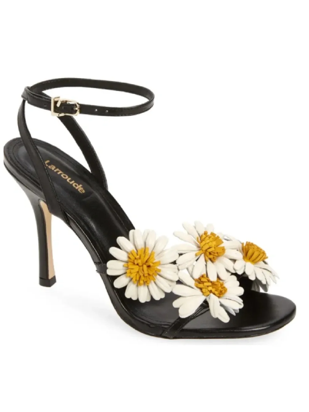 Larroude Fiore Sandal In Black Leather - Picture 1 of 9